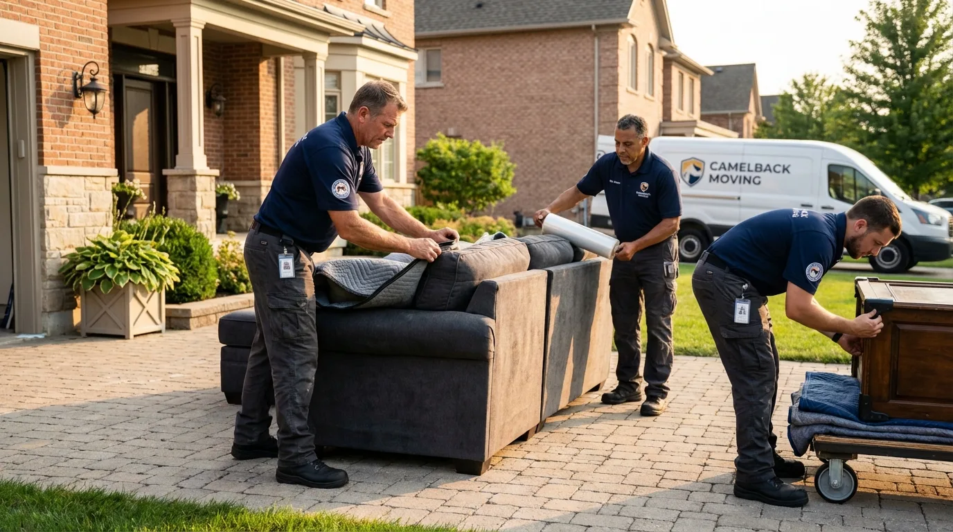 Large estate moving crew wrapping furniture in Newbern, TN